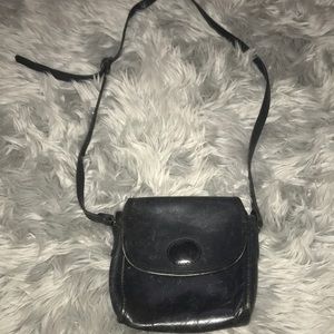 Black leather over the shoulder purse